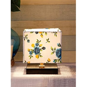 devansh square multicolor cotton shade table lamp with iron base
