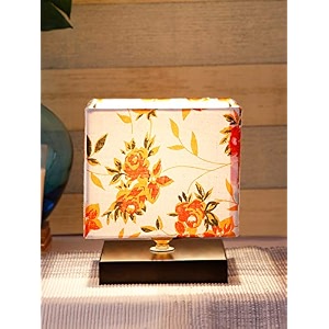 devansh square multicolor cotton shade table lamp with iron base