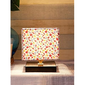 devansh square multicolor cotton shade table lamp with iron base