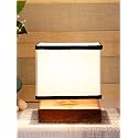 Devansh Square Multicolor Cotton Shade Table Lamp with Wood Base