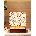 Devansh Square Multicolor Cotton Shade Table Lamp with Wood Base