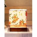 Devansh Square Multicolor Cotton Shade Table Lamp with Wood Base