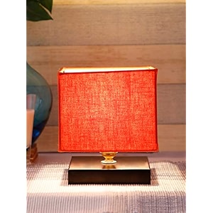 devansh square orange cotton shade table lamp with iron base