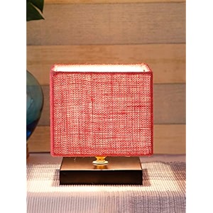 devansh square pink jute shade table lamp with iron base