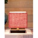 Devansh Square Pink Jute Shade Table Lamp with Iron Base