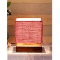 Devansh Square Pink Jute Shade Table Lamp with Wood Base