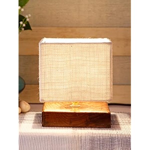 devansh square white jute shade table lamp with wood base
