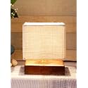 Devansh Square White Jute Shade Table Lamp with Wood Base