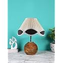 Devansh Vintage Cotton Multicolor with Natural Wood Table Lamp
