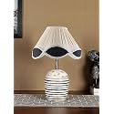 Devansh Vintage Cotton Multicolor with White Brushed Wood Table Lamp