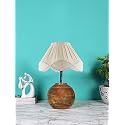 Devansh Vintage Cotton Off-White with Natural Wood Table Lamp