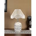 Devansh Vintage Cotton Off-White with White Brushed Wood Table Lamp