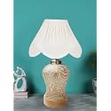 Devansh Vintage Off White Cotton Shade Lamp with Wood &amp; Mosaic Glass Base for Decoration/Office/Home/Gifting/Study for Office/Home/Gifting -(12x12x16.5) Inches -