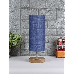 devansh wood table lamp with blue jute shade50