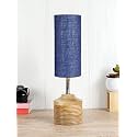 Devansh Wood Table lamp with Blue Jute Shade(33)