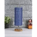 Devansh Wood Table lamp with Blue Jute Shade(50)