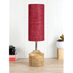 devansh wood table lamp with maroon jute shade32