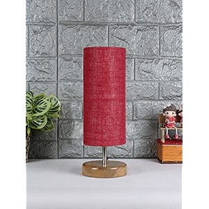 devansh wood table lamp with maroon jute shade49