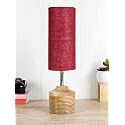 Devansh Wood Table lamp with Maroon Jute Shade(32)