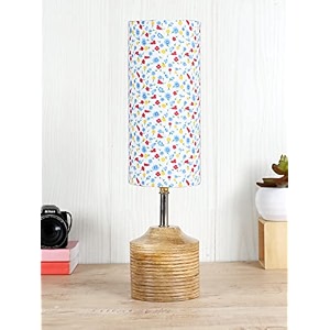 devansh wood table lamp with multicolor cotton shade 36