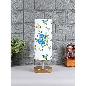 devansh wood table lamp with multicolor cotton shade 52