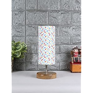 devansh wood table lamp with multicolor cotton shade 53