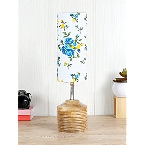 devansh wood table lamp with multicolor cotton shade 35