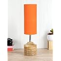 Devansh Wood Table lamp with Orange Cotton Shade (25)
