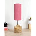 Devansh Wood Table lamp with Pink Jute Shade(31)