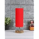 Devansh Wood Table lamp with Red Cotton Shade (42)