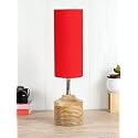 Devansh Wood Table lamp with Red Cotton Shade (24)