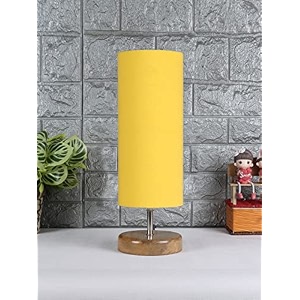 devansh wood table lamp with yellow cotton shade 43