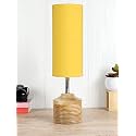 Devansh Wood Table lamp with Yellow Cotton Shade (126)