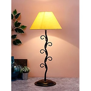devansh yellow cotton abstract table lamp