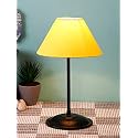 Devansh Yellow Cotton Table Lamp with Black Base
