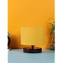 Devansh Yellow Cotton Table lamp with Wood Brown Base
