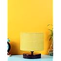 Devansh Yellow Jute Table lamp with Wood Brown Base