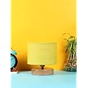 Devansh Yellow Jute Shade Lamp with Natural Wood Base for Decoration/Office/Home/Gifting/Study for Office/Home/Gifting -(7x7x7) Inches -