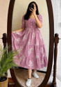 Devastri Women Fit and Flare Pink MidiCalf