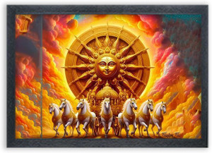 devatwal seven horse photo frame for wall mounted painting digital reprint 10 inch x 14 inch painting