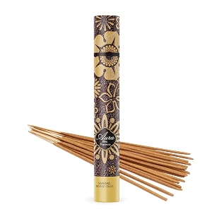 devdarshan aura sandal 40 incense sticks pack of 1  9 long stick  premium long-lasting soothing aroma  authentic natural with incense amp dhoop cone holder