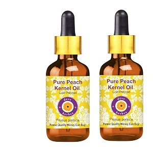 deve herbes pure peach kernel oil prunus persica with glass dropper  cold pressed  natural  undiluted  for diluting essential oils  for skin amp massage  men amp women  100ml x 2