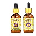Deve Herbes Pure Peach Kernel Oil (Prunus persica) with Glass Dropper | Cold Pressed | Natural | Undiluted | For Diluting Essential Oils | For Skin &amp; Massage | Men &amp; Women | 100ml X 2