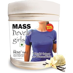 develo weight mass gainer protein shake powder for fast gain in women girls nutrition food supplement protein supplement with natural fat energy i 27 vitamins amp minerals i 500gm vanilla flavour