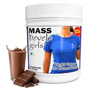 develo weight mass gainer protein shake powder for fast gain in women girlsnutrition food supplementwith natural fat energy i 27 vitamins amp minerals i 500 grams chocolate flavour