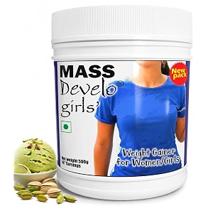 develo weight mass gainer protein shake powder for fast gain in women girls nutrition food supplement protein drink with natural fat energy i 27 vitamins amp minerals i 500gm elaichi pista flavour