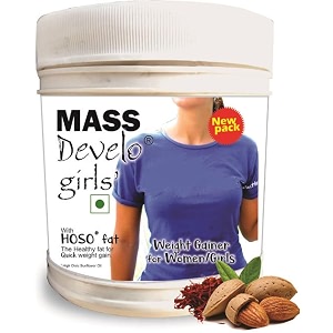 develo weight mass gainer protein shake for fast gain in women girlsnutrition food supplementwith natural fat energy 27 vitamins amp minerals - 500 grams powder kesar badam flavour