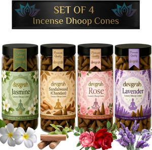 devgrah chandan dhoop jasmine lavender  rose dhoop cone 100gm charcoal-free  rose sandal dhoop
