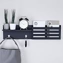 Device Bas with BROWN ART SHOPPEE Mobile Stand Mail And Key Holder For Wall, Wood Coat Rack, Mail Sorter Organizer With 2 Metal Key Hooks For Entryway, Mudroom, Kitchen, Office (Black)