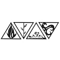 Device of MM 4 Elements Air, Fire, Earth, Water, Wall Art Hanging Black Designed Wood Decor Sculptures Black Wall Art Decoration Contemporary Home- 8 Inch